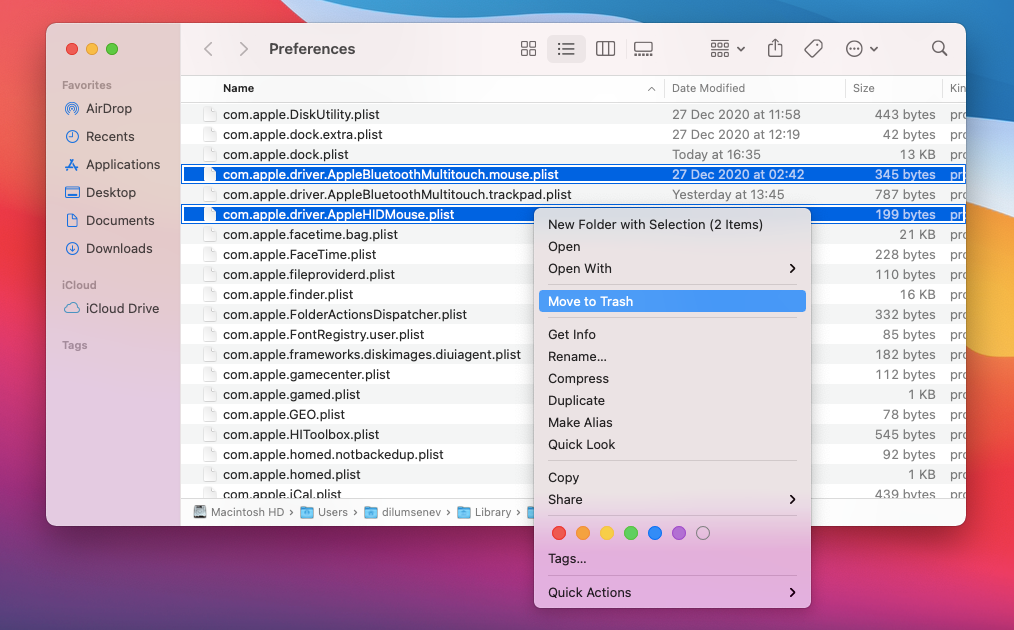 حذف ملفات PLIST 