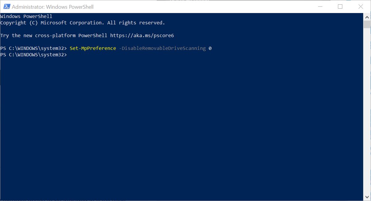 PowerShell يعرض أمر مسح محرك الأقراص القابل للإزالة 