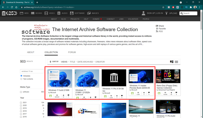 قم بتنزيل Windows 11 ISO من Archive.org 