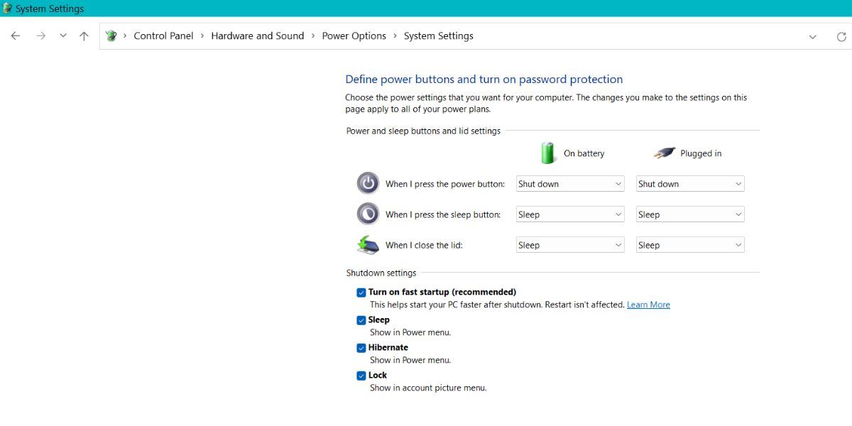 Aktifkan Mode Hibernasi Menggunakan Panel Kontrol
