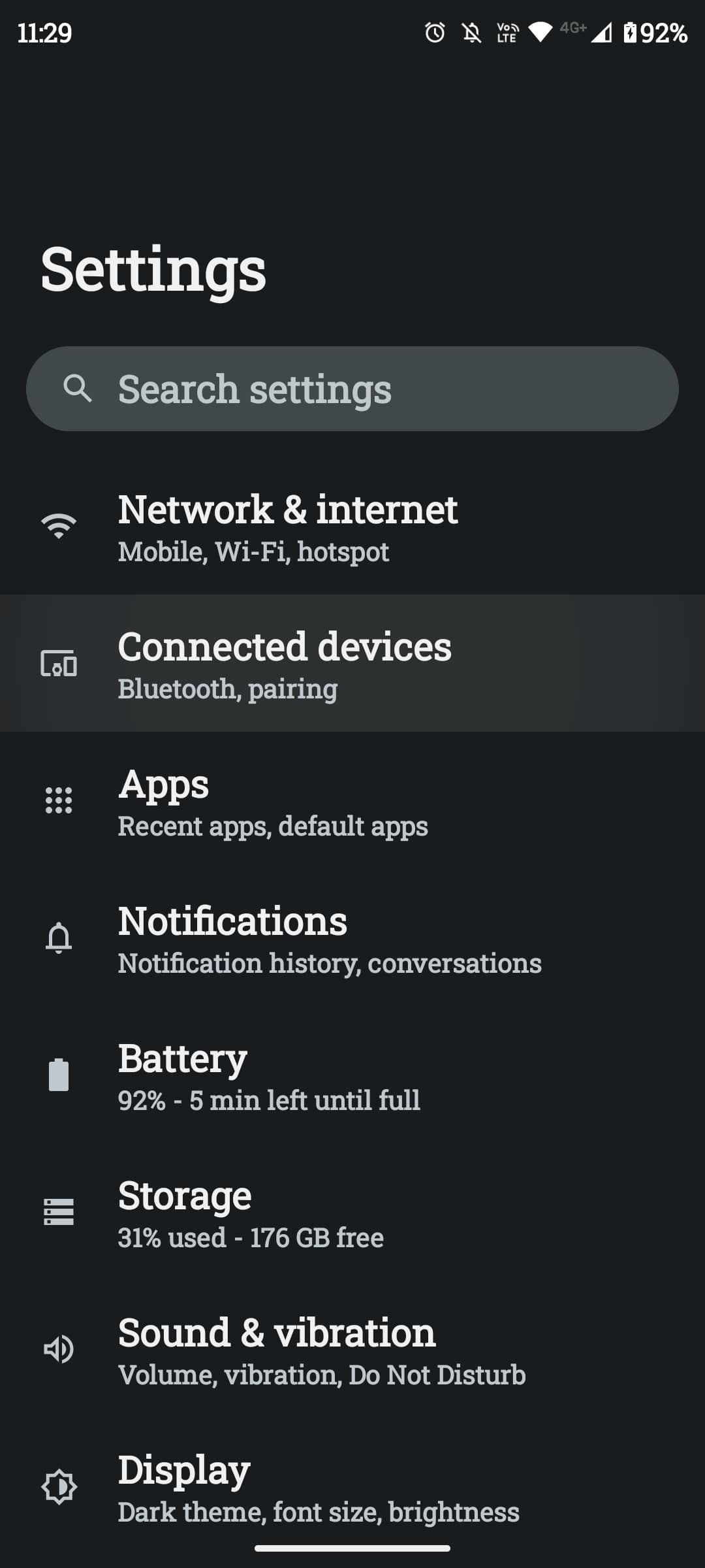 Menu pengaturan Android