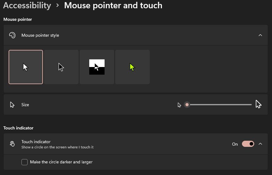 Pengaturan penunjuk mouse 