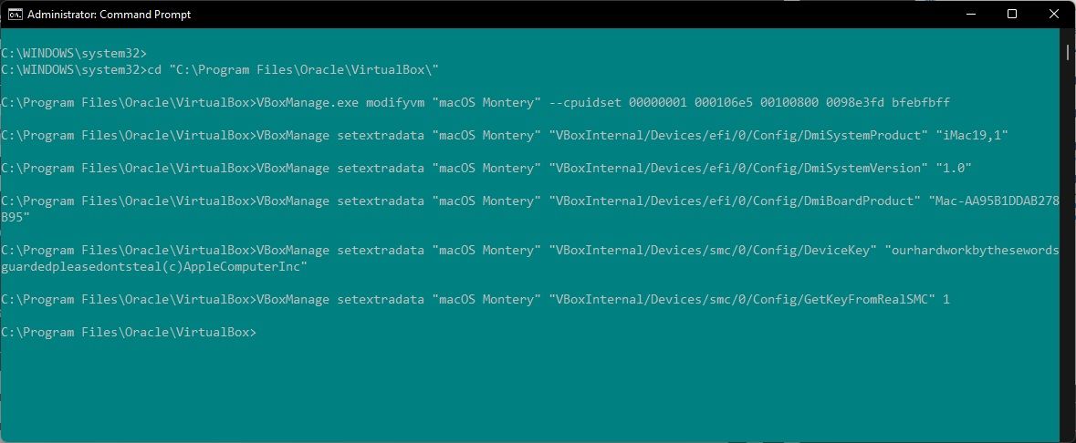macos monterey virtualbox command prompt command