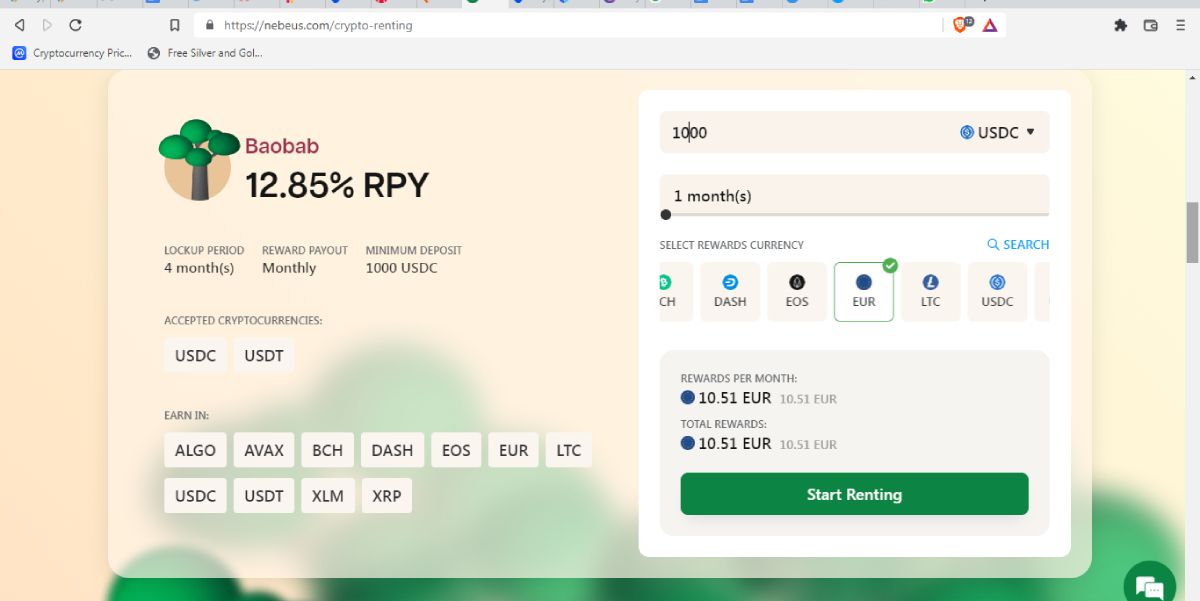 tangkapan layar halaman peminjaman crypto nebeus