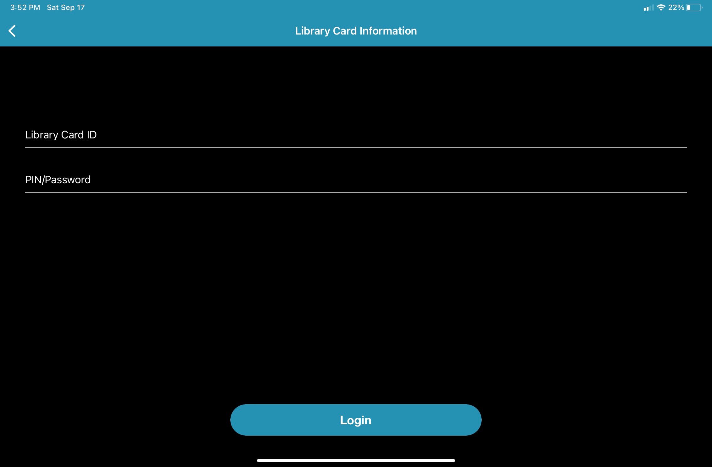 Halaman Masuk Perpustakaan Cloud dengan latar belakang hitam 