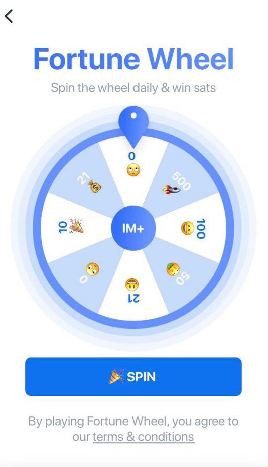 Screenshot roda keberuntungan bitcoin aplikasi messenger all-in-one IM+.