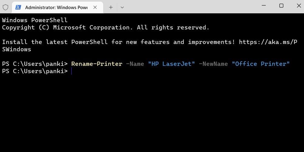 Ganti Nama Printer Menggunakan PowerShell