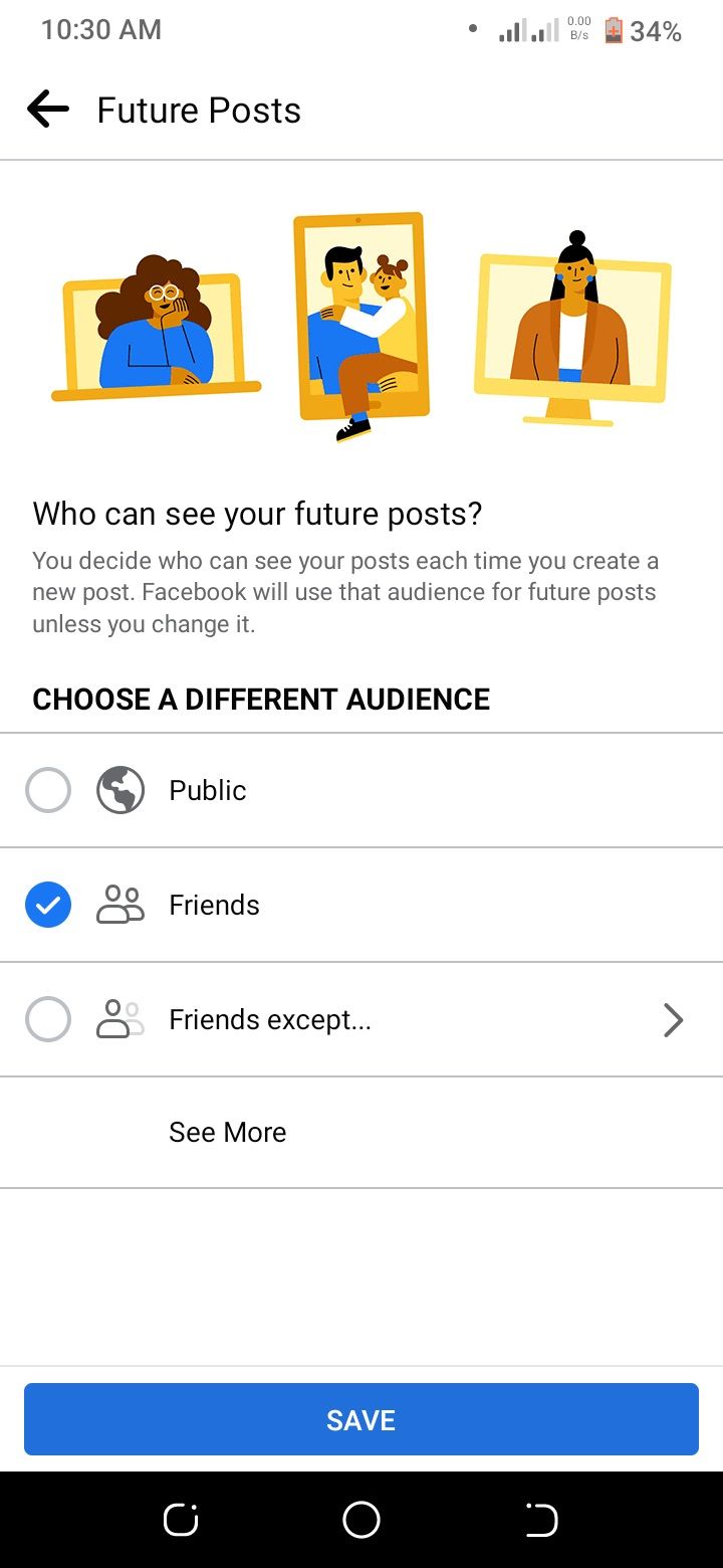 Tangkapan layar menampilkan pengaturan pemirsa facebook