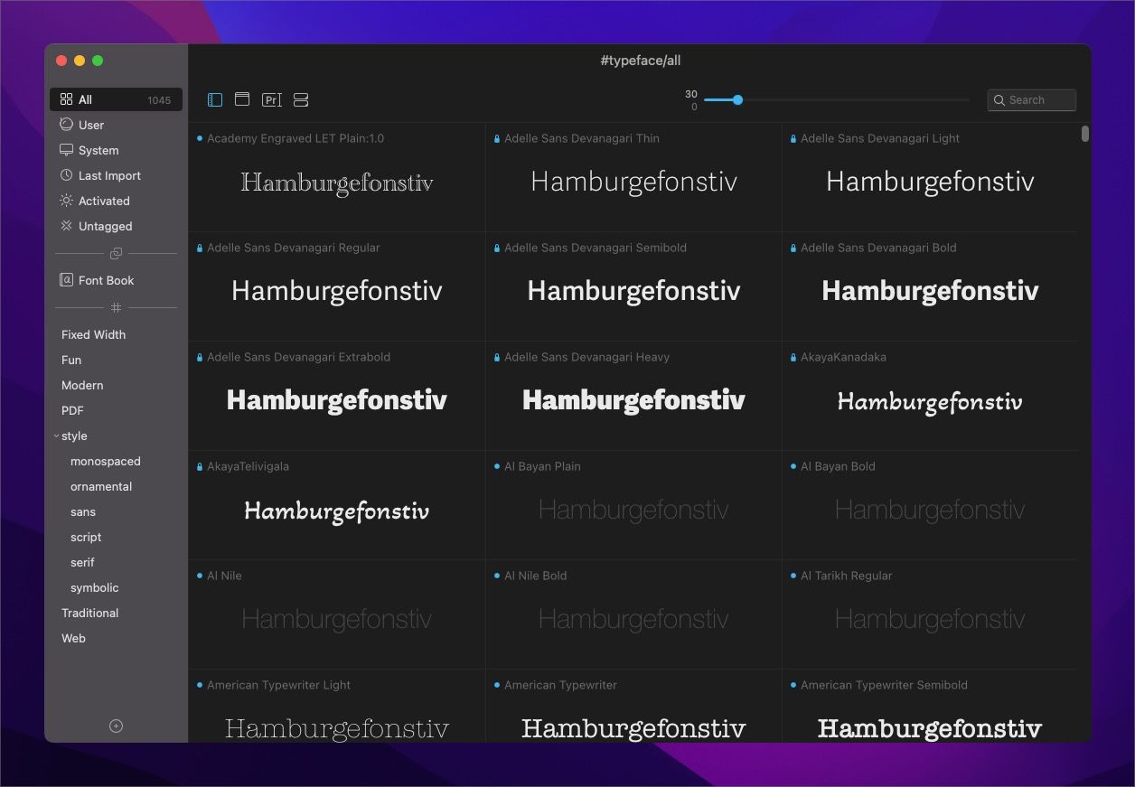 Jenis huruf untuk Mac