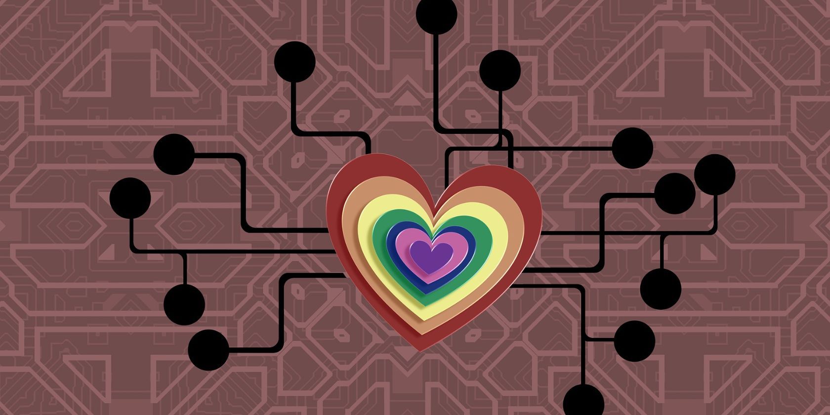 Hati cinta yang dikelilingi oleh titik data