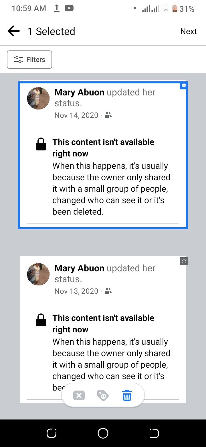 tangkapan layar menampilkan pengelola pos Facebook
