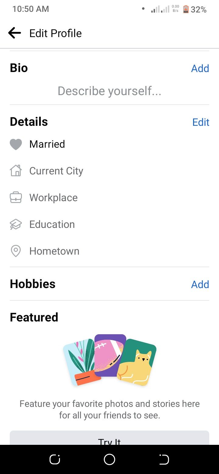 tangkapan layar menampilkan halaman edit profil facebook