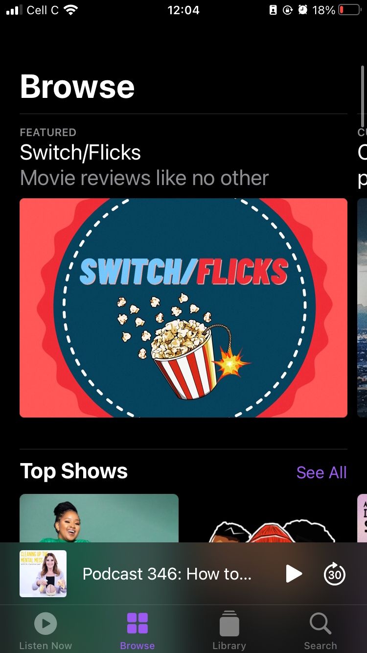 tab jelajah terbuka di podcast apel di iphone