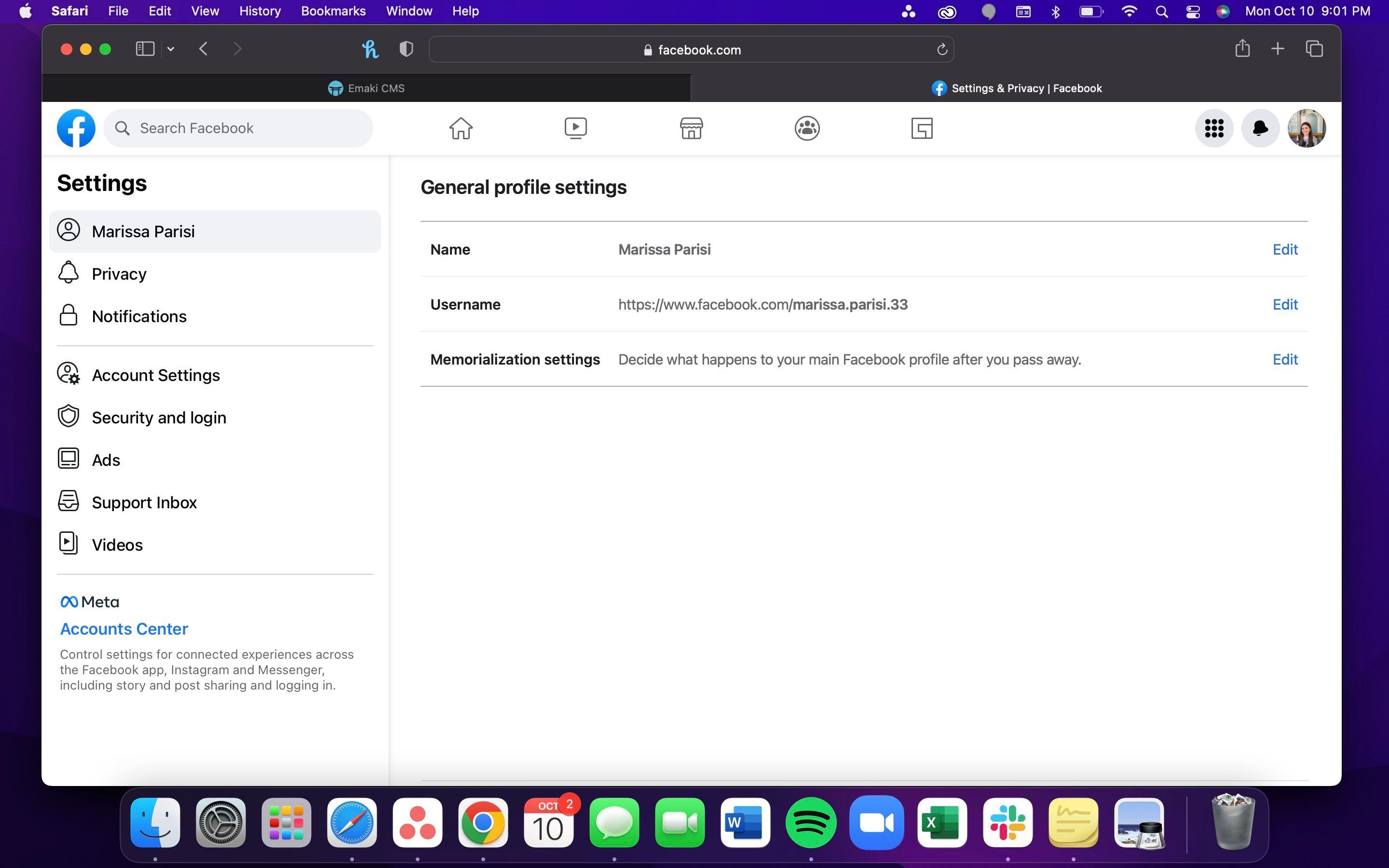 layar pengaturan facebook desktop