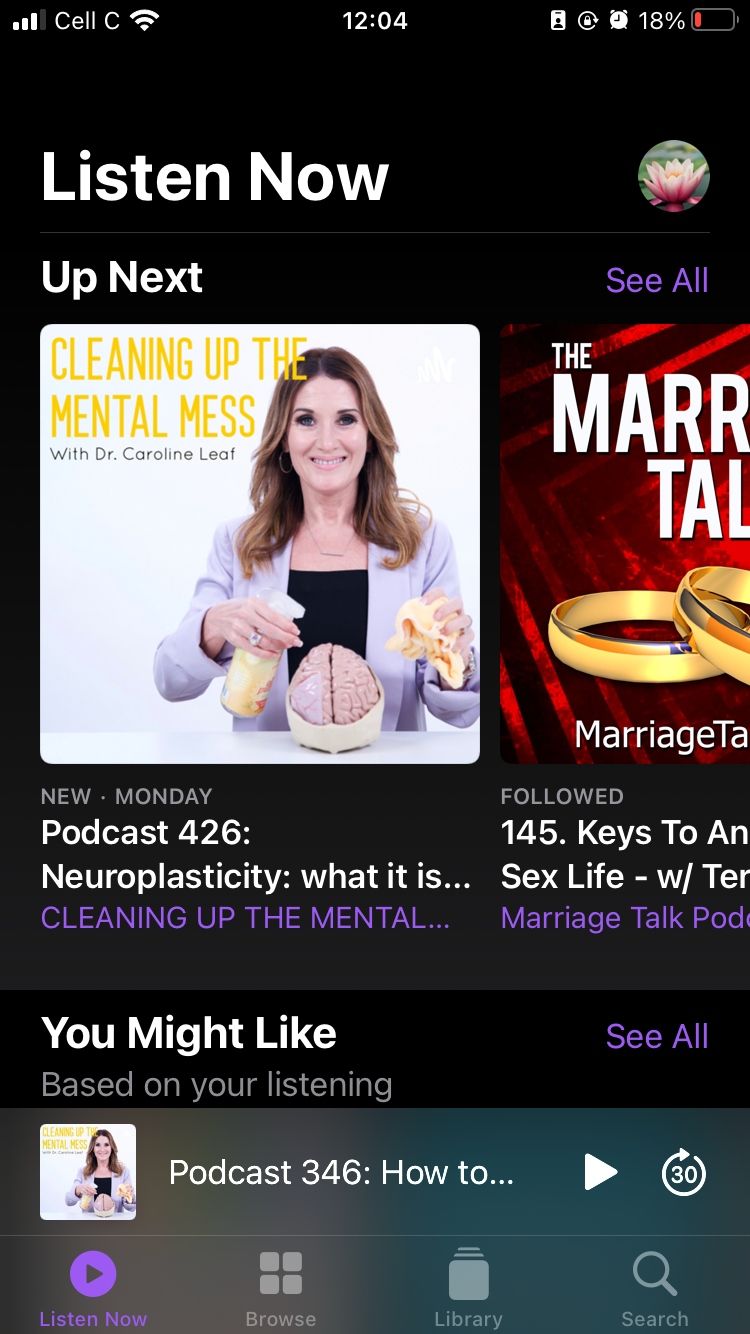 dengarkan sekarang tab di apple podcast di iphone