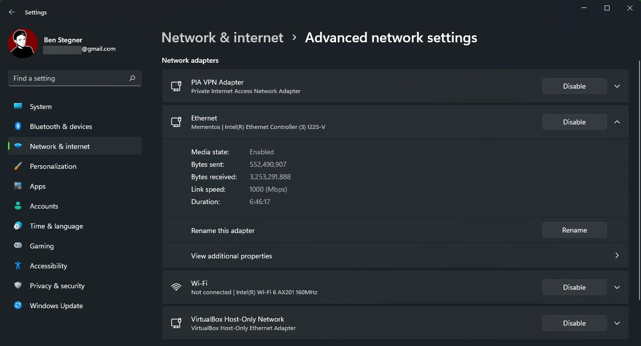 Opsi IP Sambungan Jaringan Windows 11