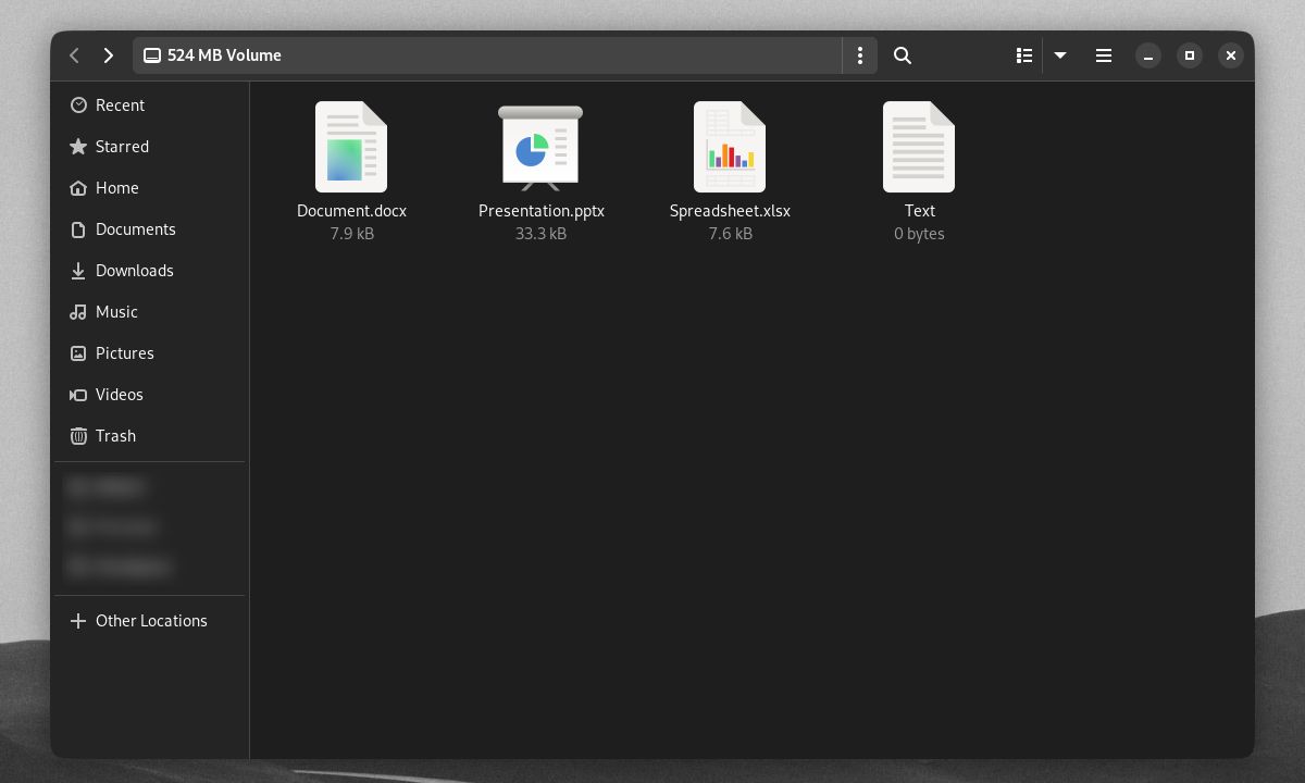 Folder volume luar VeraCrypt dibuka di pengelola file