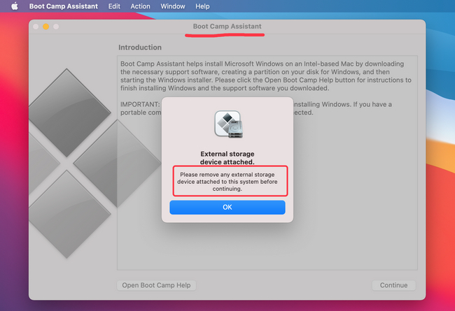 Boot Camp Hapus USB Big SUR