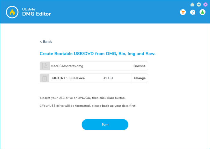 Editor UUByte DMG Bakar macOS Monterey DMG