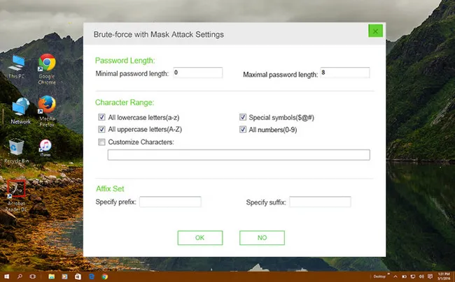 PassGeeker Excel Password Recovery Setting