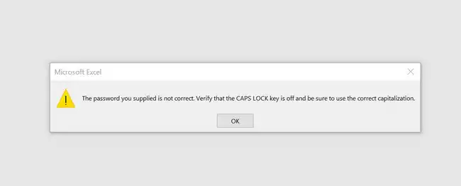 excel password incorrect
