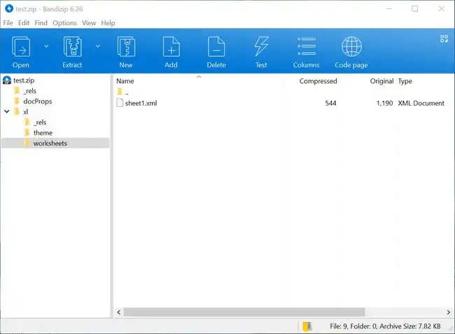 worksheet file structure of renamed zip file