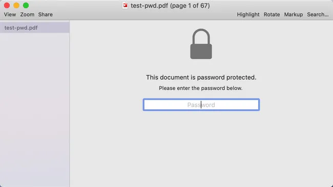 Password Protected PDF Document