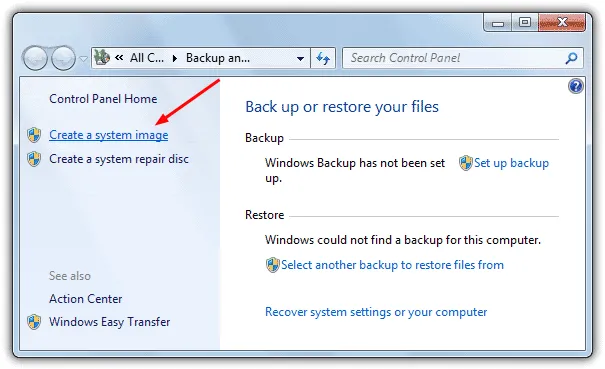 Back up Windows 7