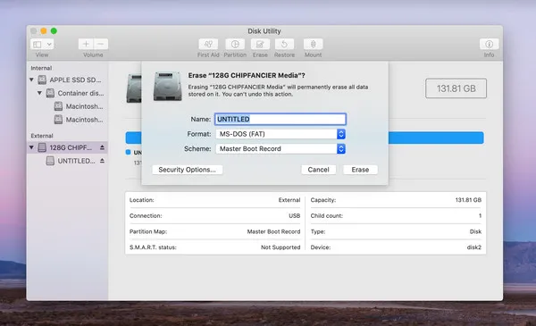 format usb Mac