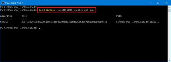get hash value of windows 10 iso