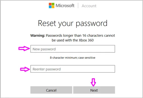 micrsoft account password reset