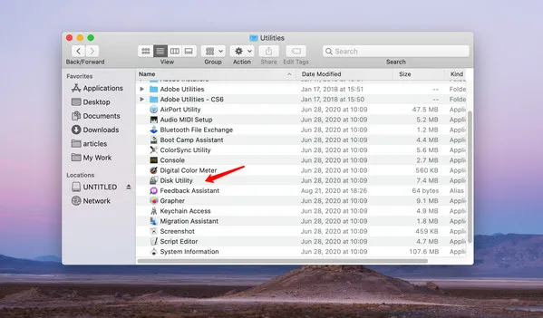 open disk utility app on mac