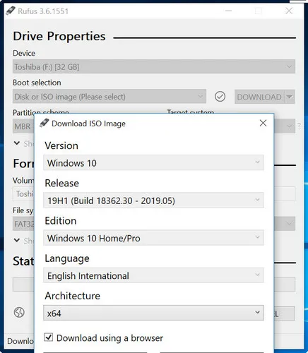 Download Windows 10 with Rufus