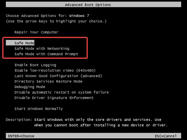 Windows 7 Safe Mode with CMD