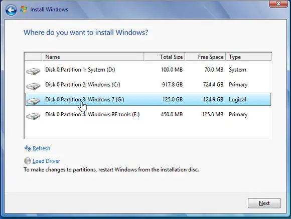 Install Windows 7 Choose Drive
