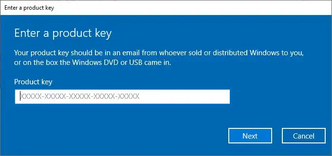 Enter Windows Product Key