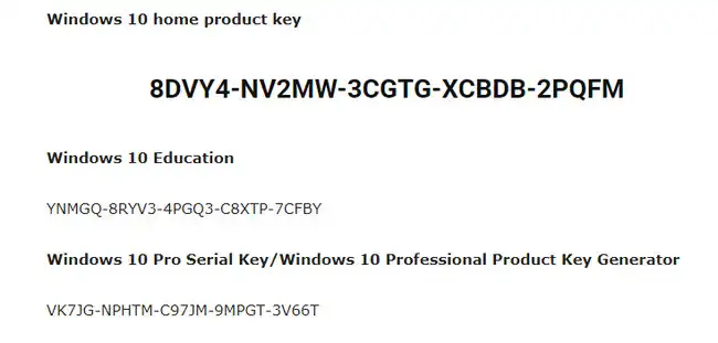 Free Windows 10 Product Key