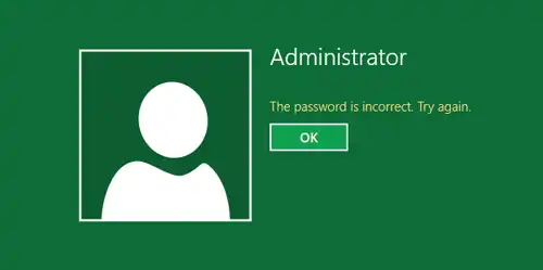 Incorrect Local Account Password