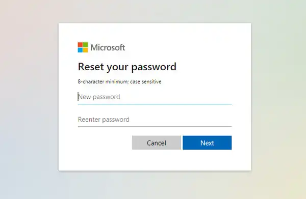 reset windows 10 MS online password