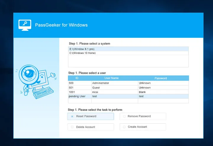 PassGeeker Windows Password Reset