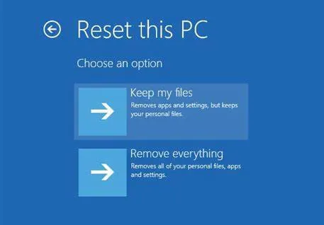 Reset Options Windows 10