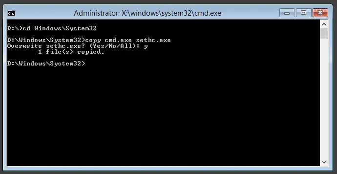 Reset Windows Password CMD