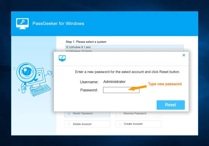 PassGeeker Password Reset