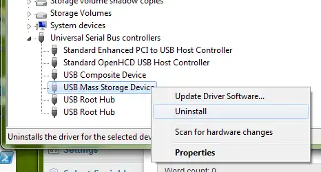 Uninstall USB Driver