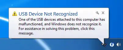 USB Device Not Recognized Windows 7