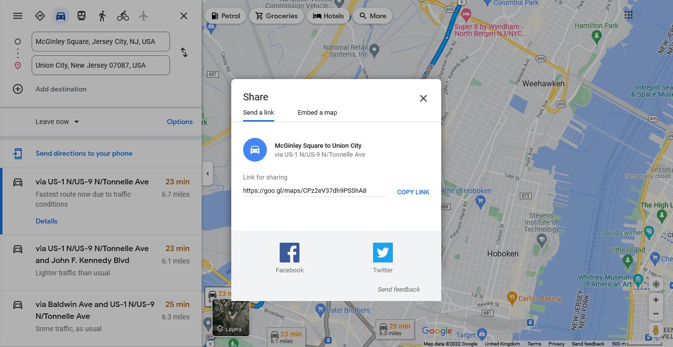 Google 지도는 데스크톱에서 길찾기 공유
