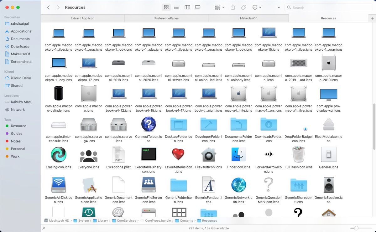 icons in coretypes 번들 coreservices
