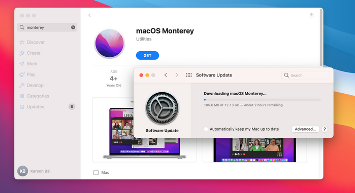 App Store에서 macOS Monterey 다운로드