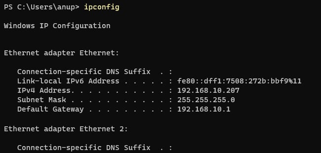 ipconfig-라우터-ip