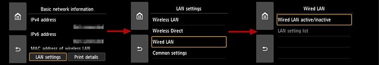 lan settings on canon printer